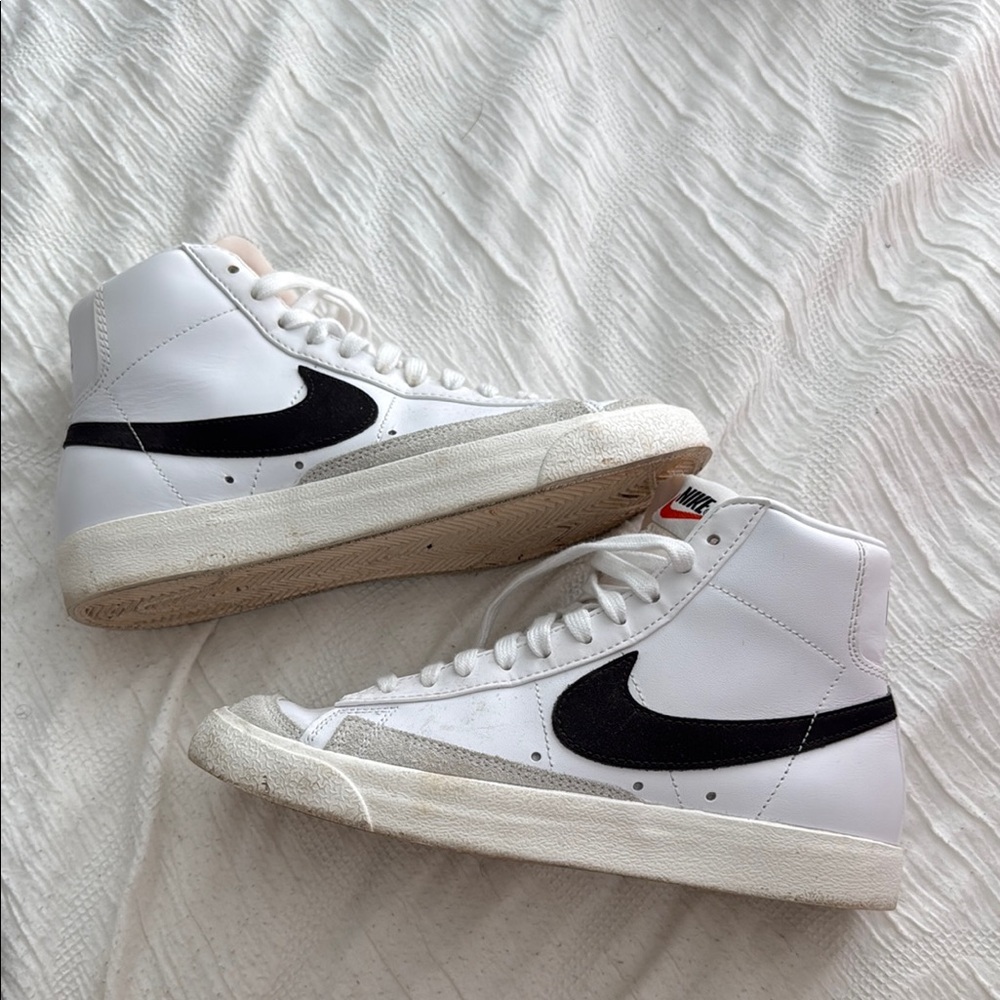 Nike Blazers White High-Tops with Black Accents
